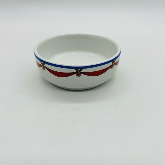 TIFFANY & COMPANY PORTUGAL TRINKET DISH WHITE WITH RED, BLUE AND BROWN ACCENTS - Picture 1 of 12